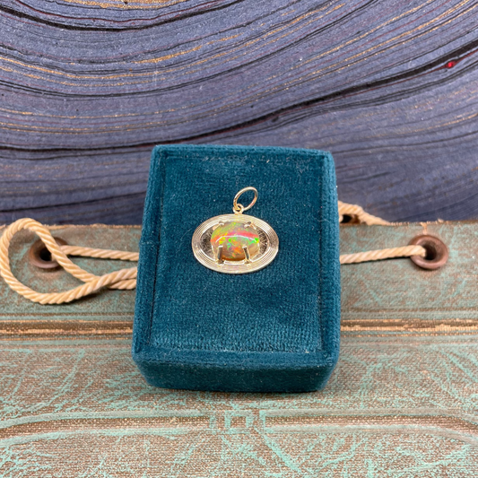 Oval Opal Cufflink Charm - 14k