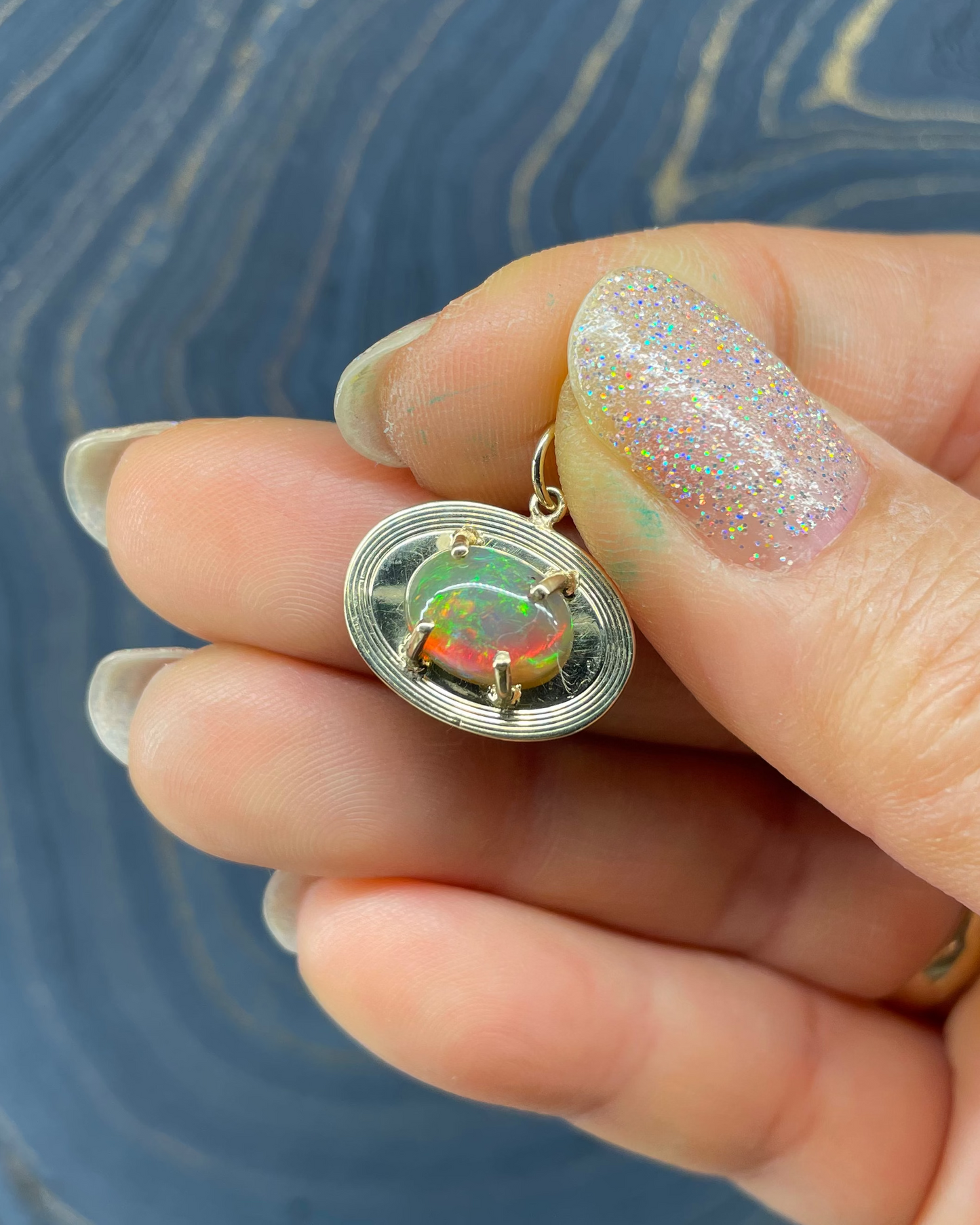 Oval Opal Cufflink Charm - 14k