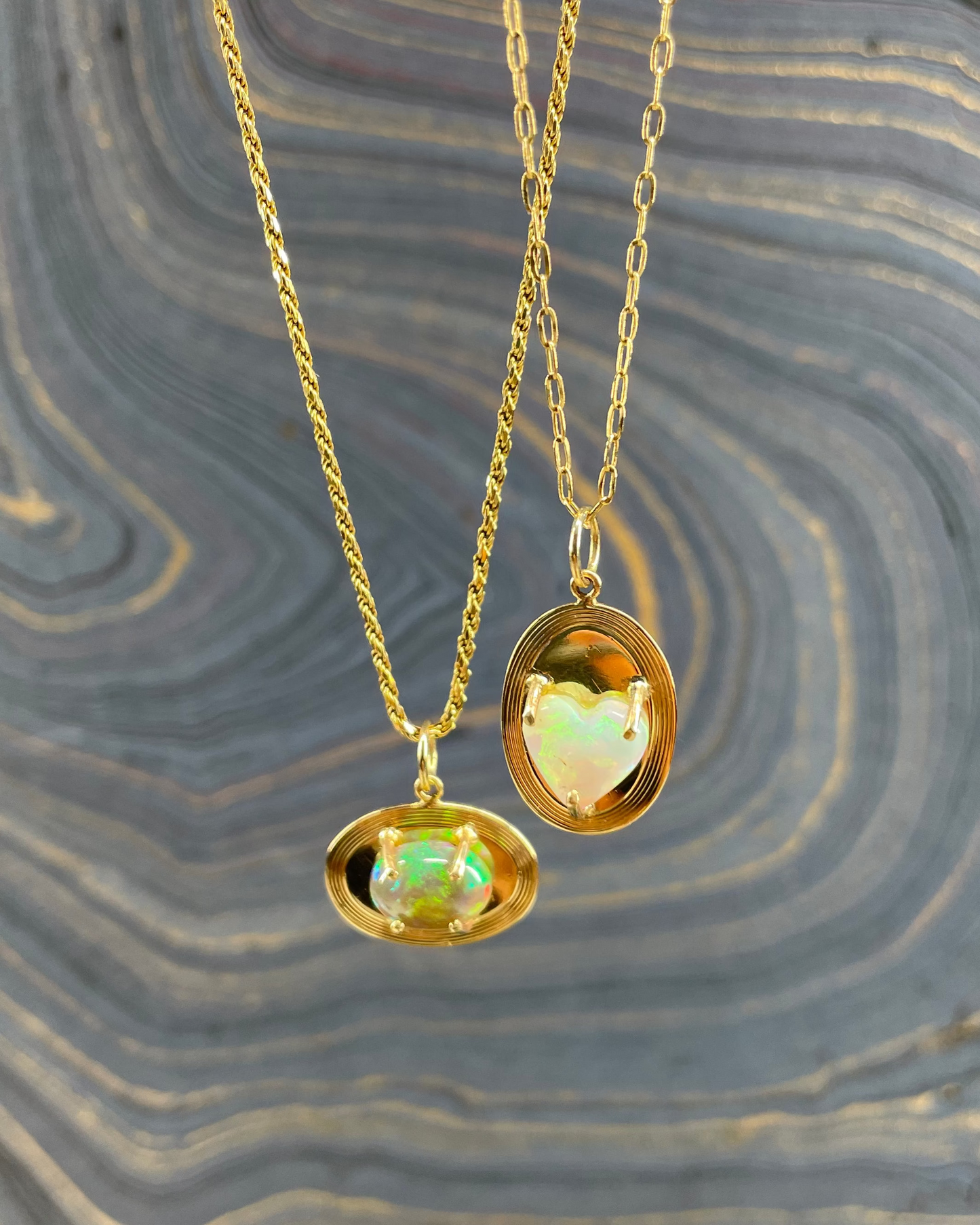 Oval Opal Cufflink Charm - 14k