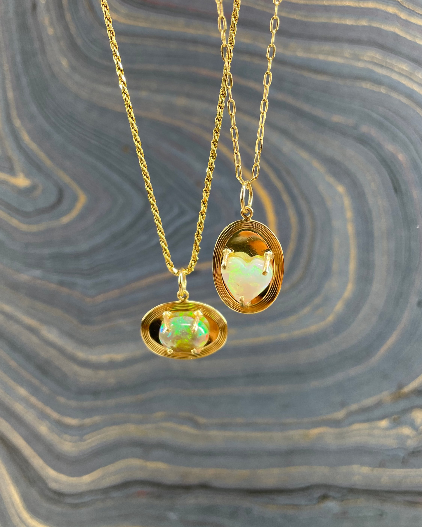 Opal Heart Cufflink - 14k
