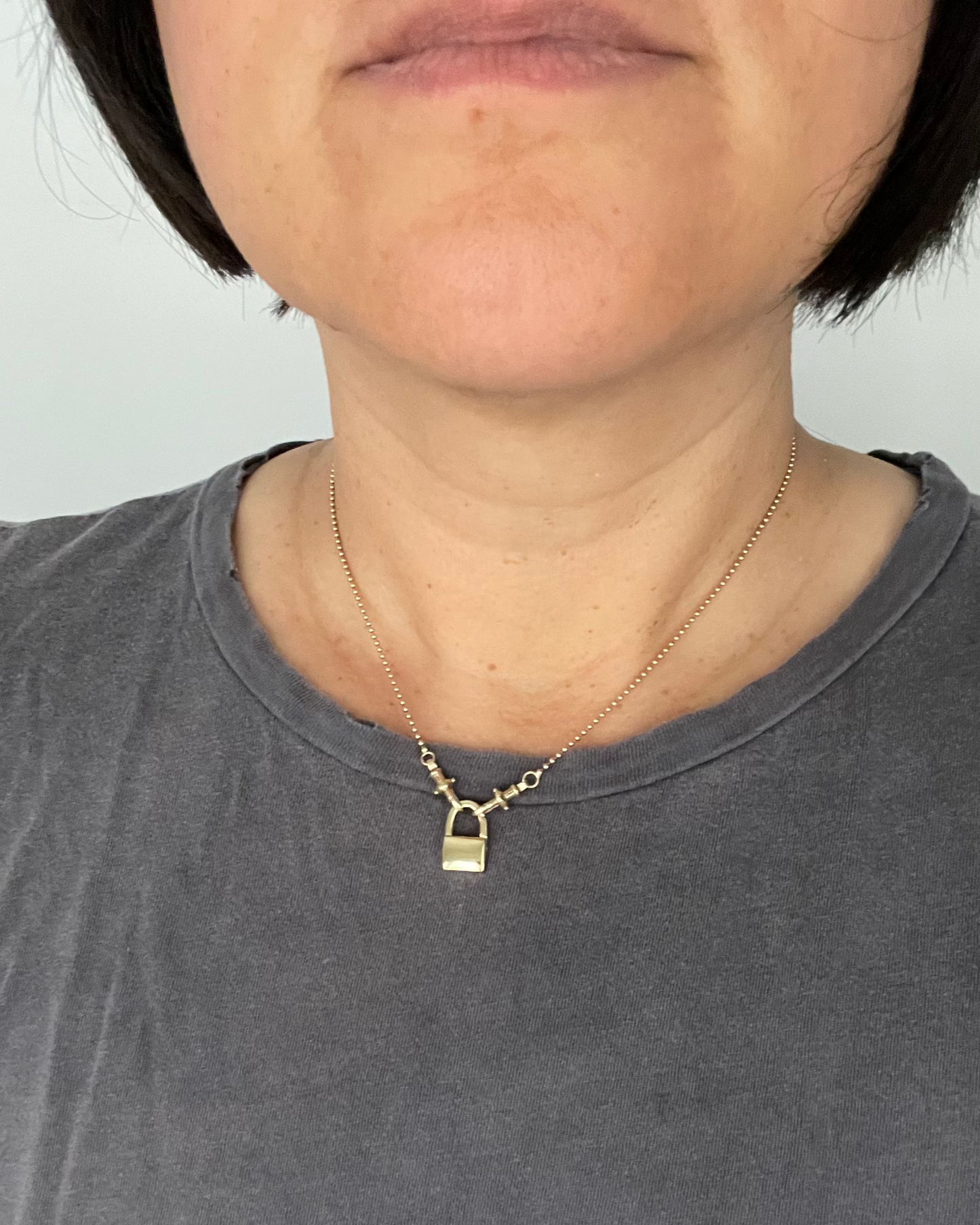 Padlock Connector Charm - 14k