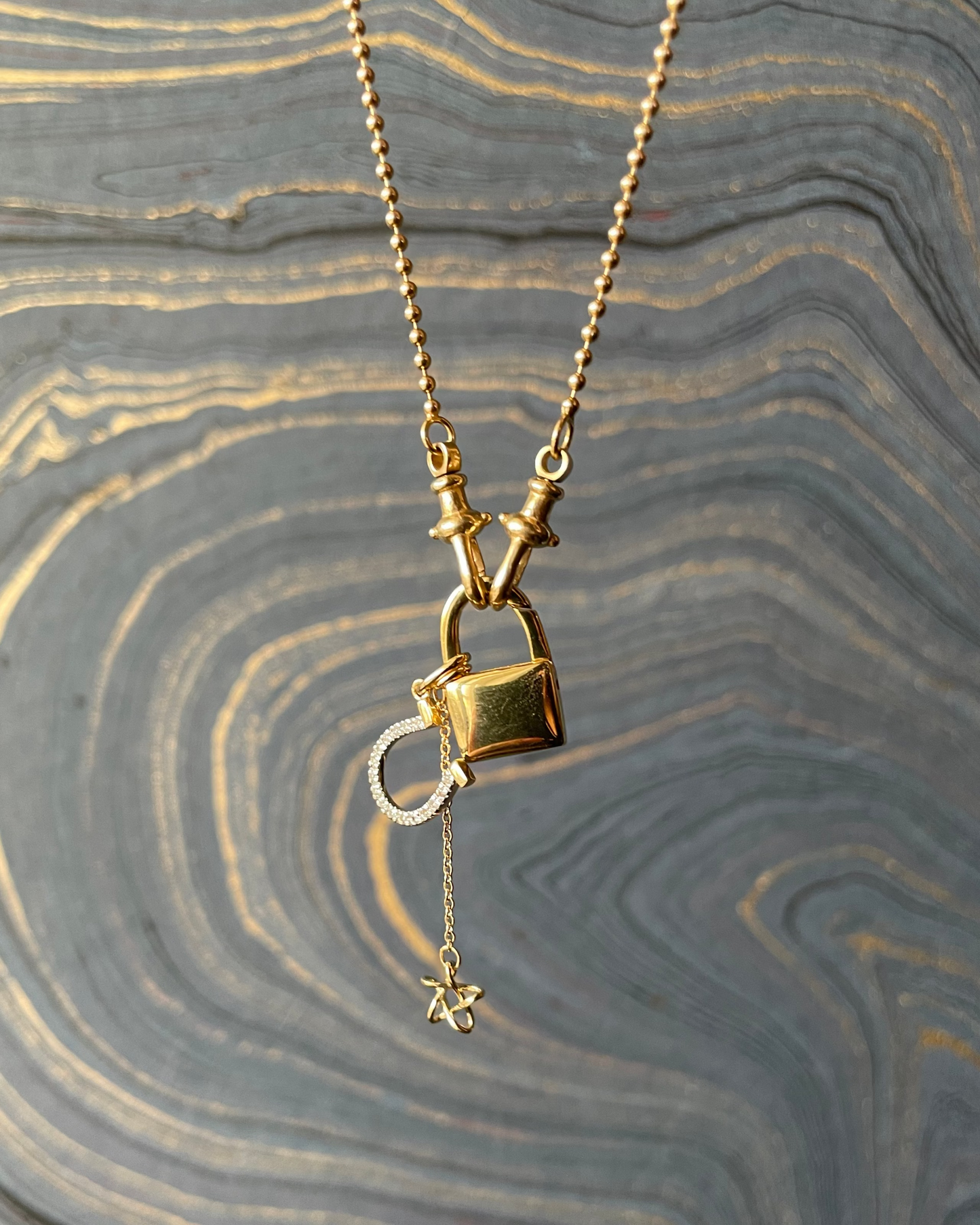 Padlock Connector Charm - 14k