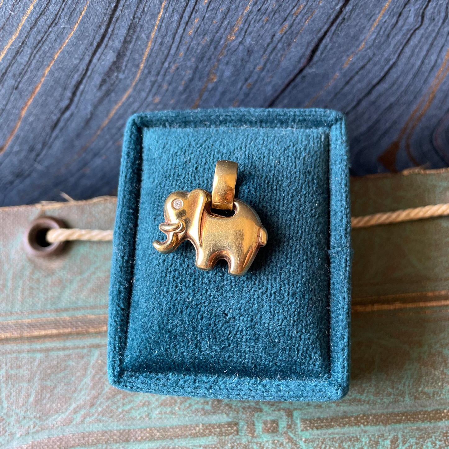Puffy Elephant Charm - 14k