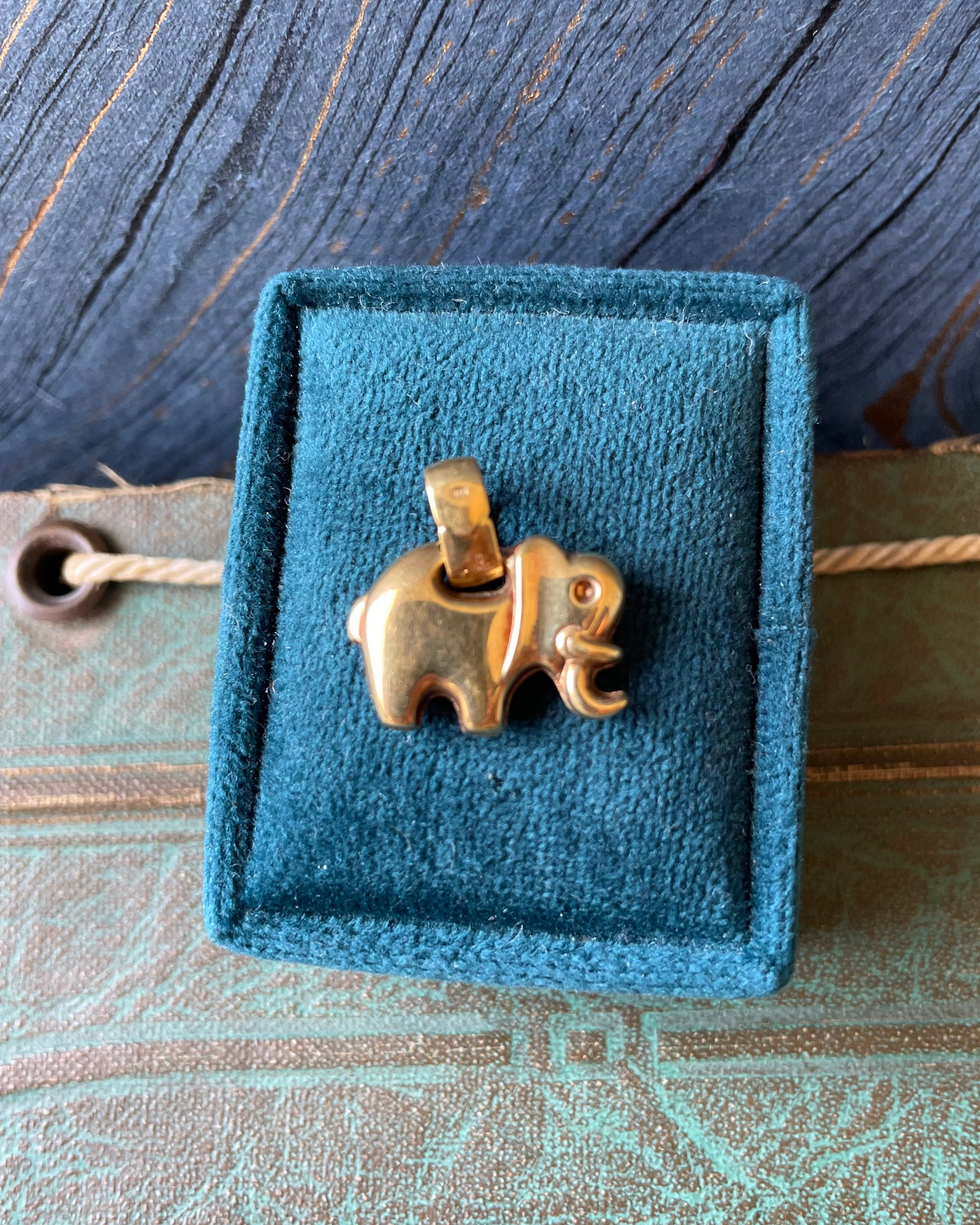 Puffy Elephant Charm - 14k