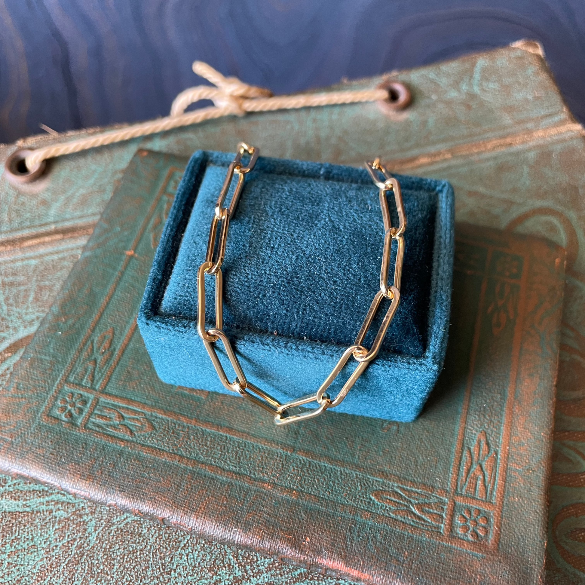 14k small squared paperclip bracelet