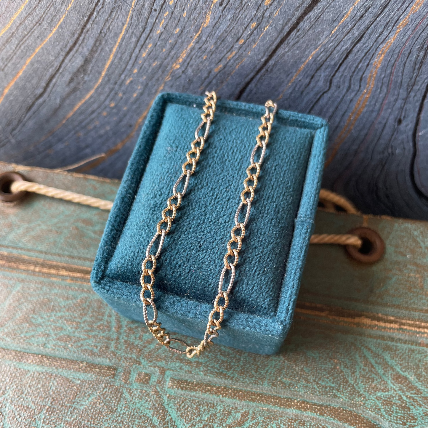 Sparkle 2 Tone Figaro Chain - 14k