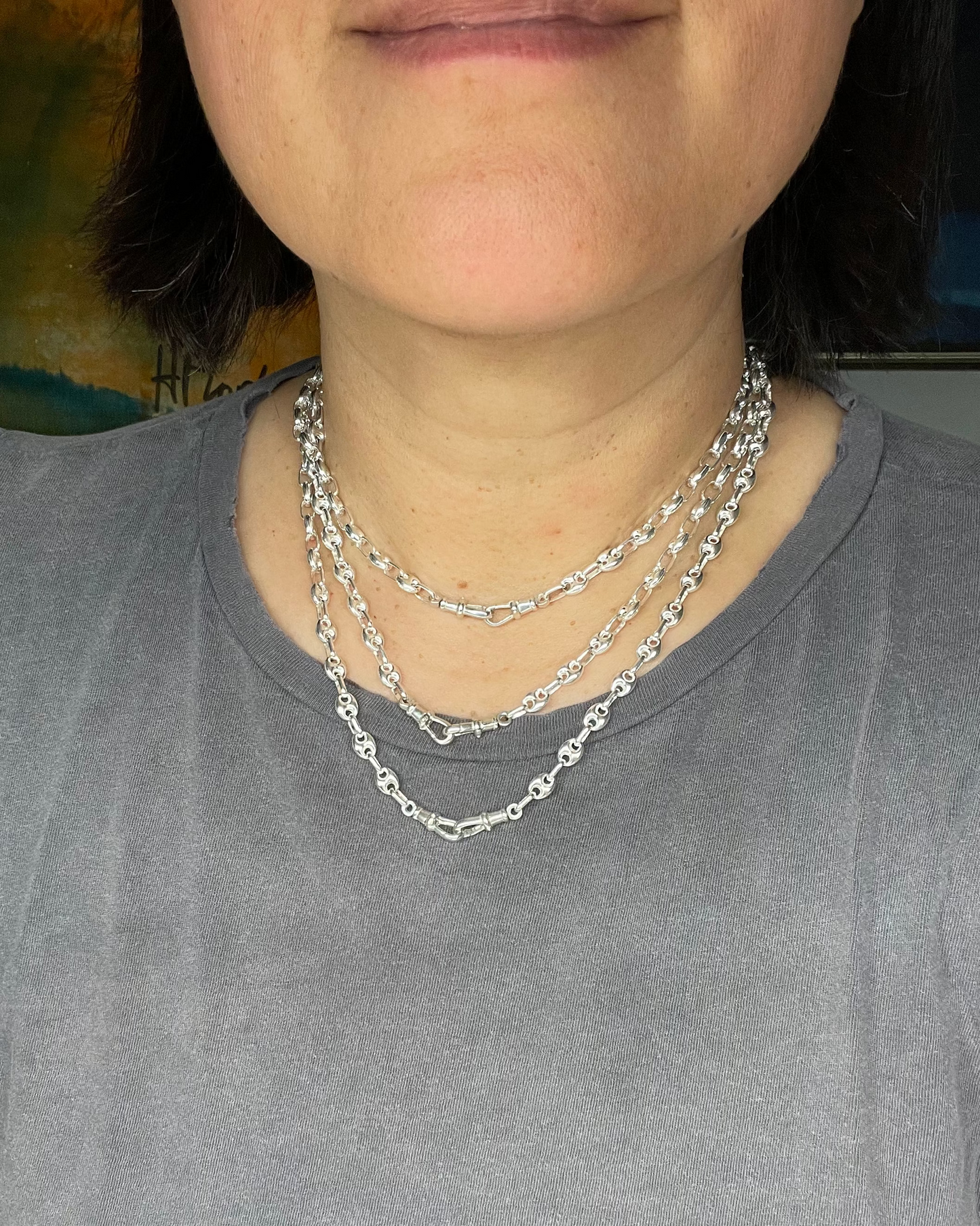 Double Dog Puffy Mariner Chain - Silver