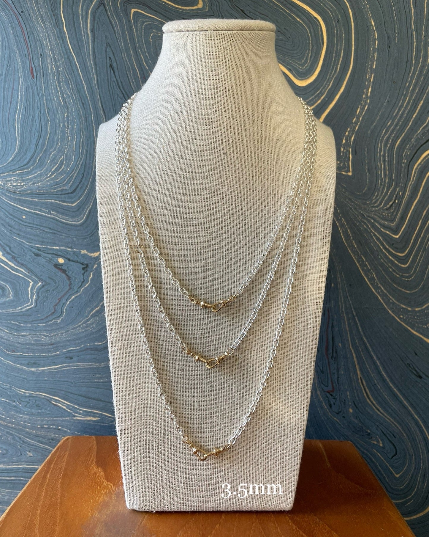 Mixed Double Dog Cable Chain - 925 & 14k