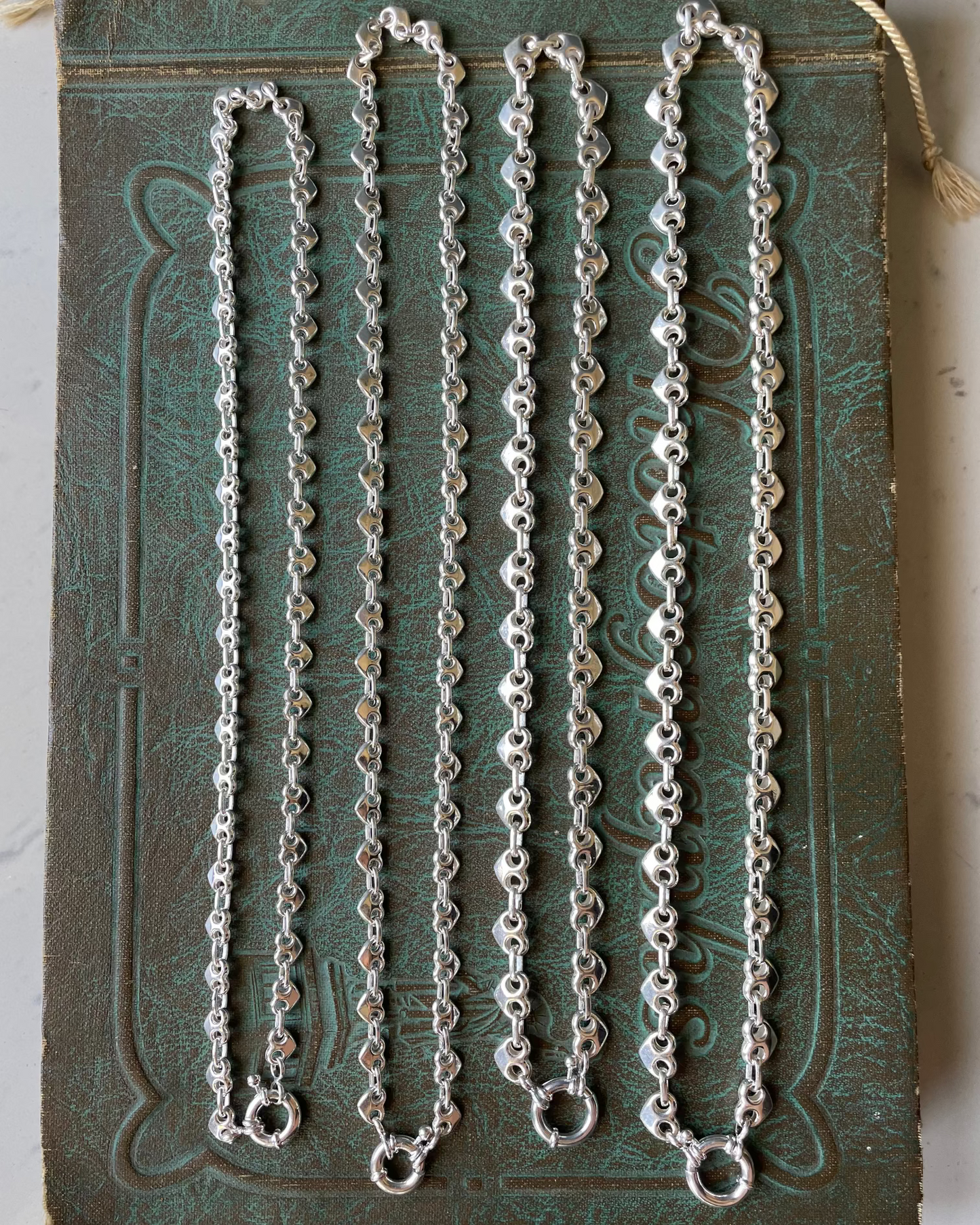 Puffy Heart Mariner Bolt Chain - 925 Silver