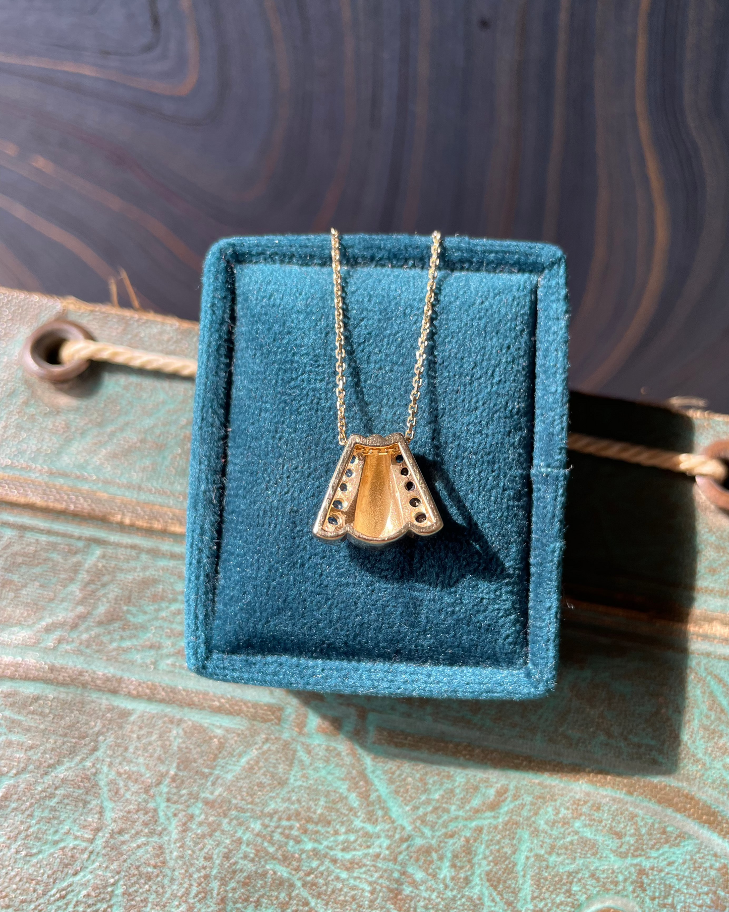 Sapphire Teardrop Slider Necklace - 14k