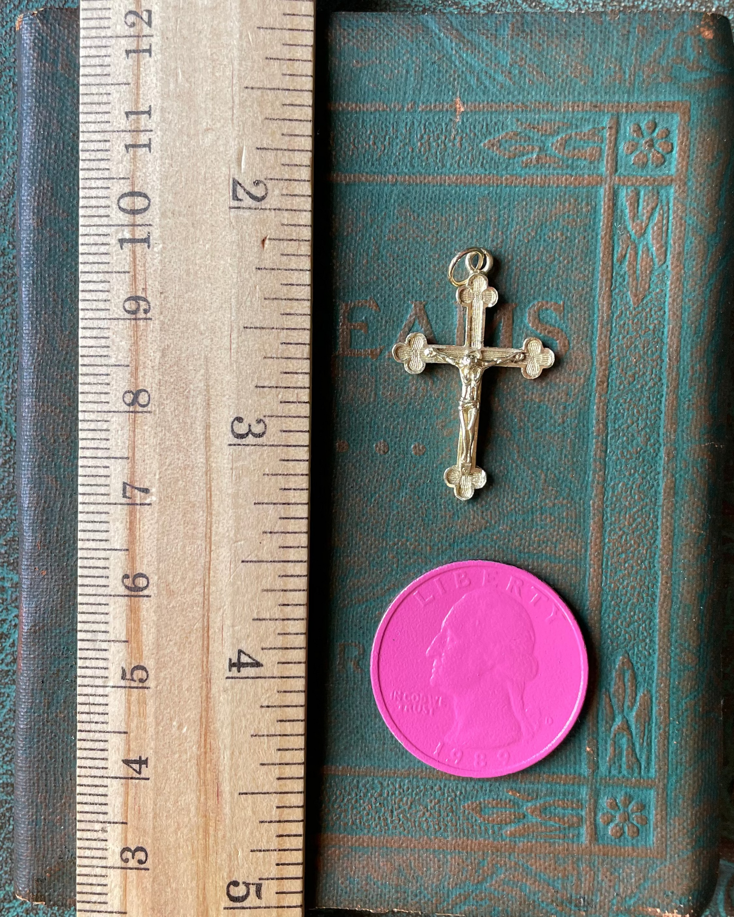 Trefoil Crucifix Cross Charm - 14k