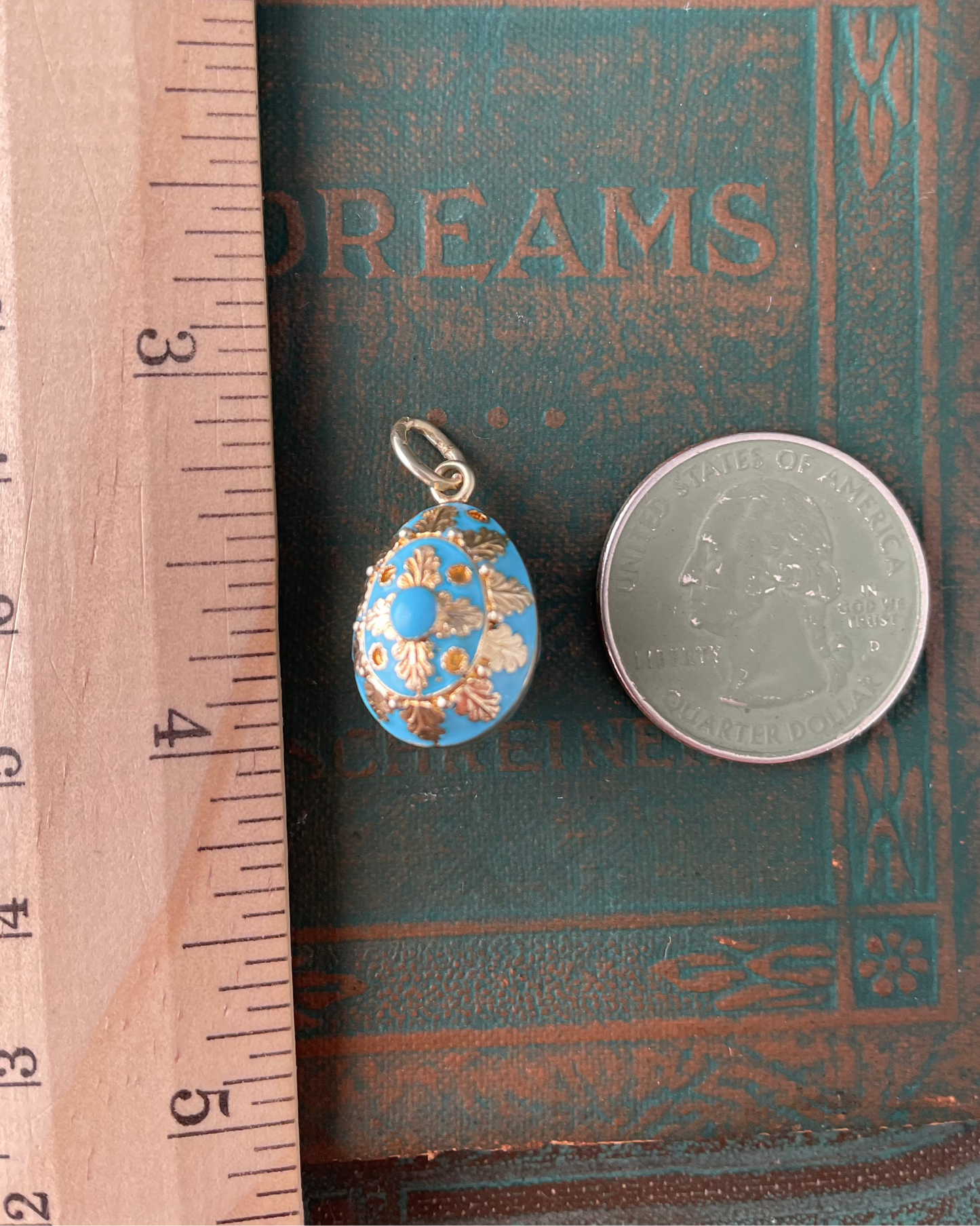 Turquoise Enamel Egg Charm - 13k