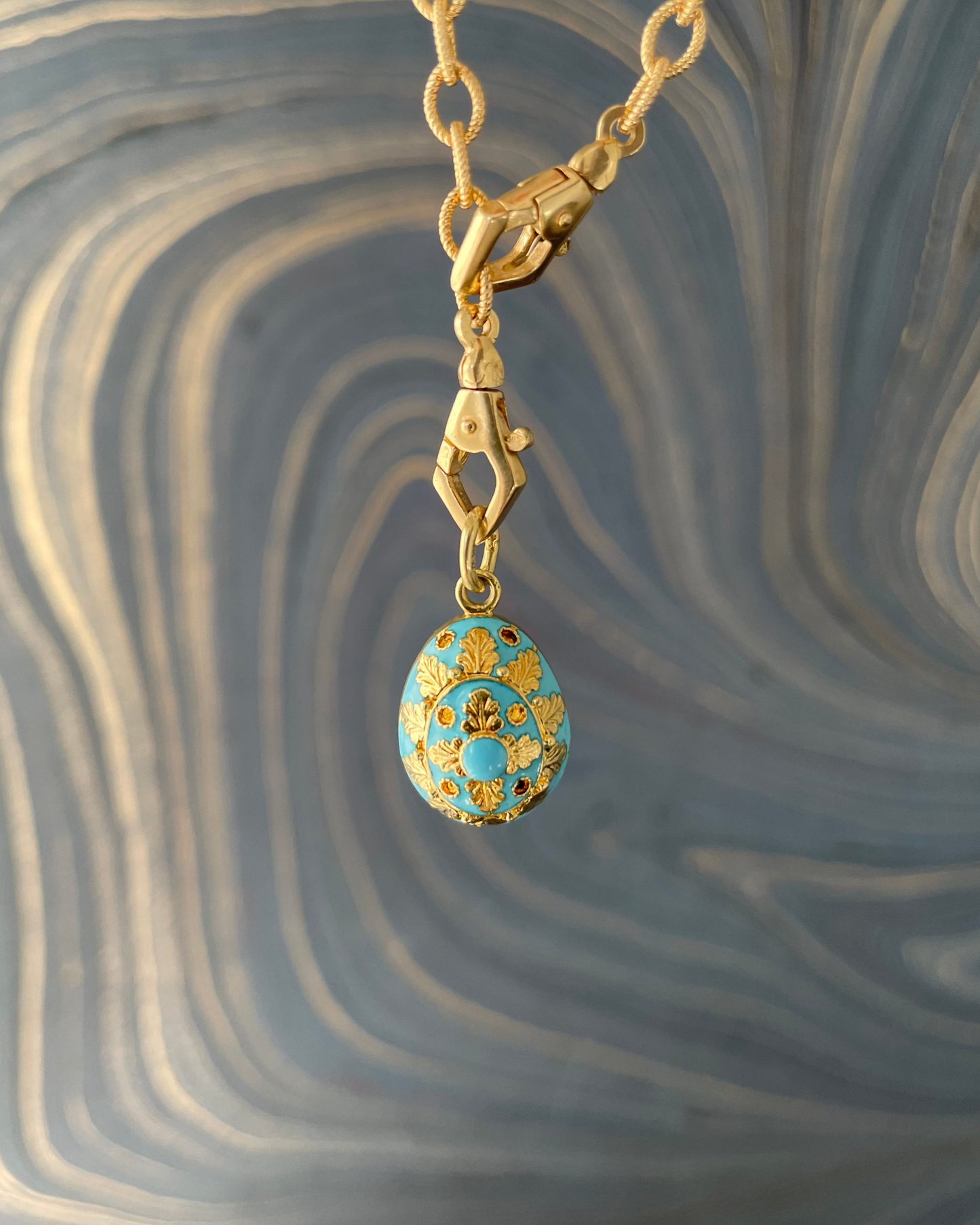 Turquoise Enamel Egg Charm - 13k