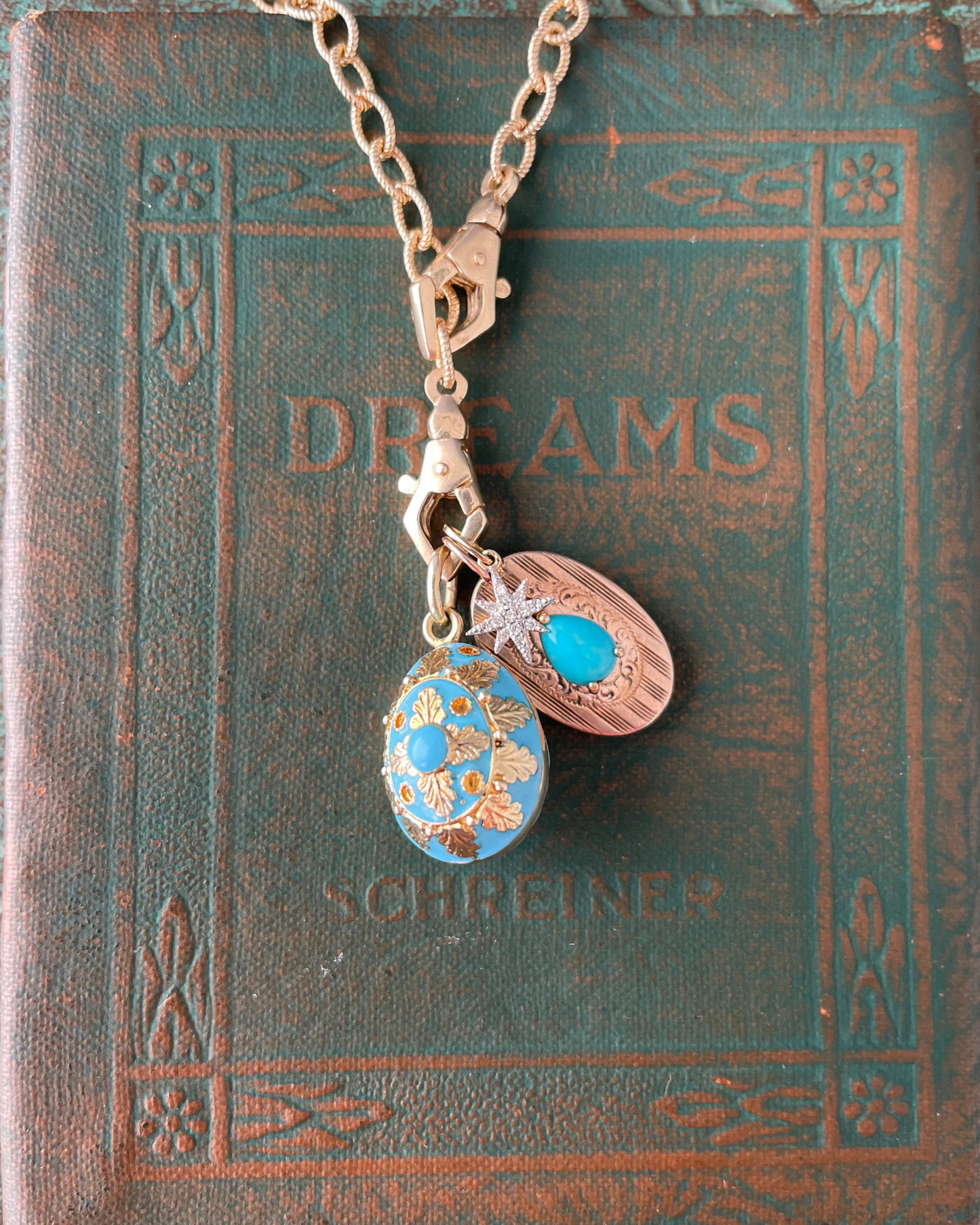 Turquoise Enamel Egg Charm - 13k