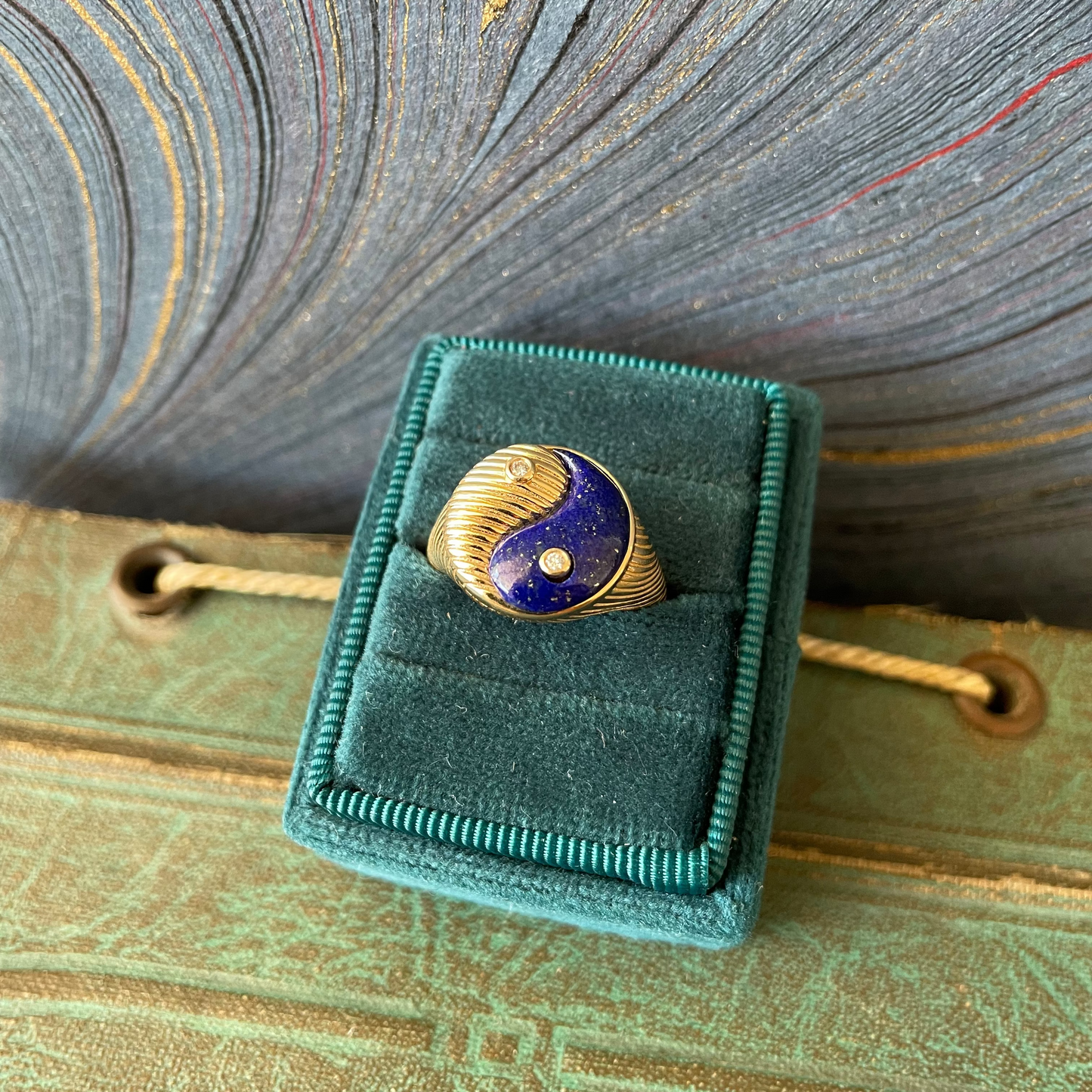 Yin Yang Lapis Ring - 14k