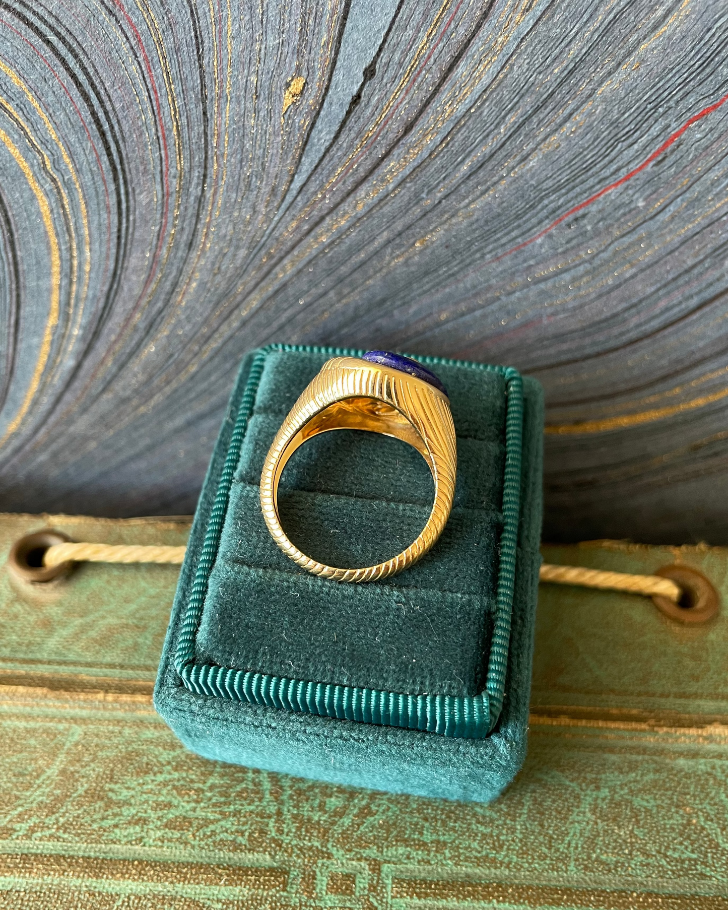Yin Yang Lapis Ring - 14k