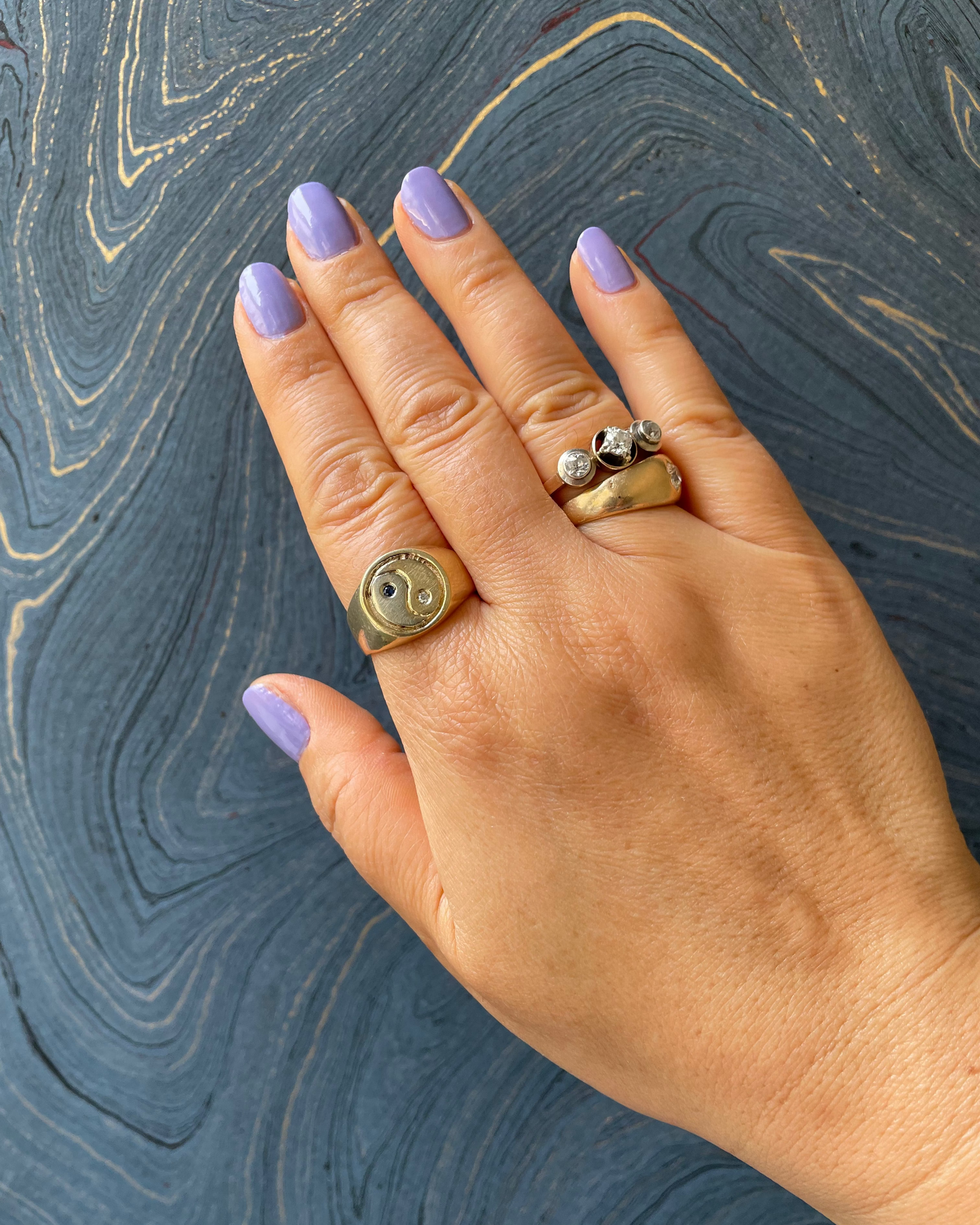 Yin White & Yang Yellow Ring - 14k
